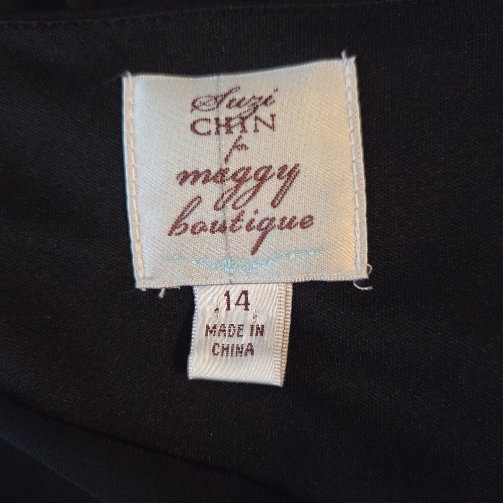 Suzi Chin for Maggy Boutique Black Dress Size 14 Stretch - Picture 3 of 3